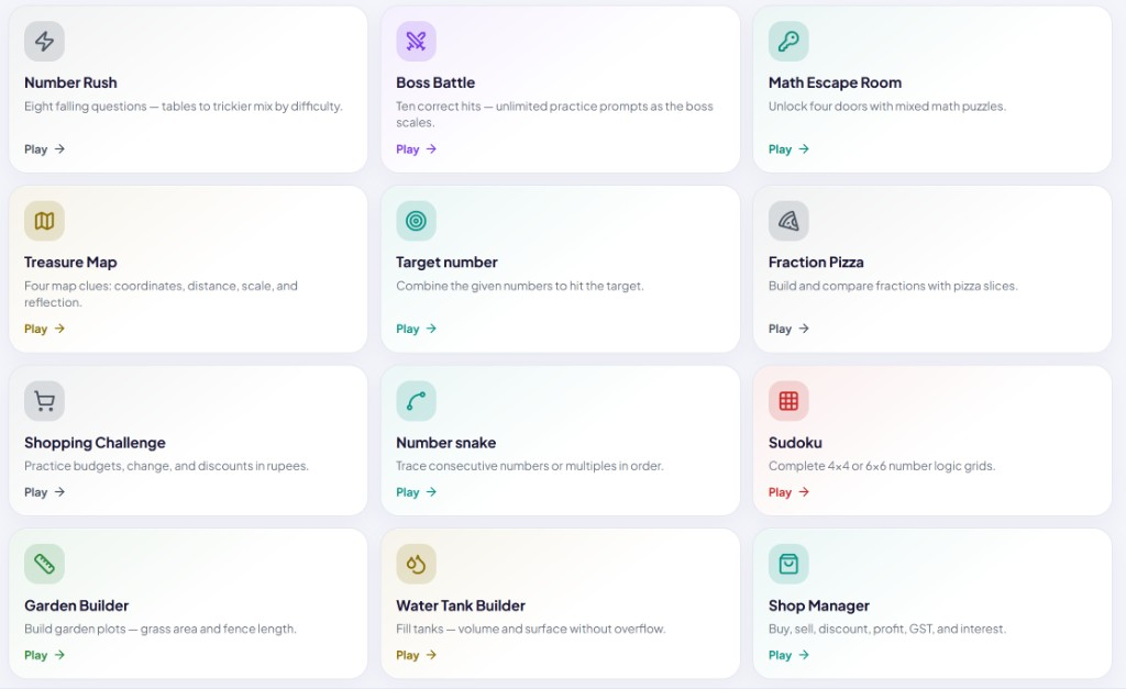 NexuBee math games — Number Rush, Boss Battle, Escape Room, Sudoku and more